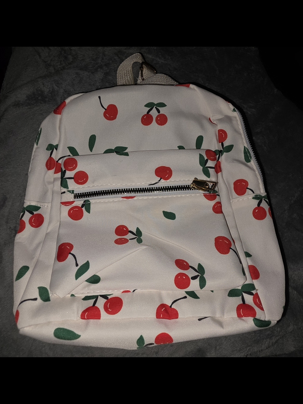 Cherry Print White Backpack - Unbranded